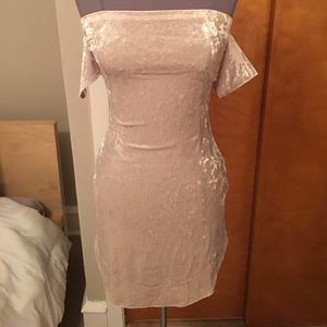 Beige Velvet Dress